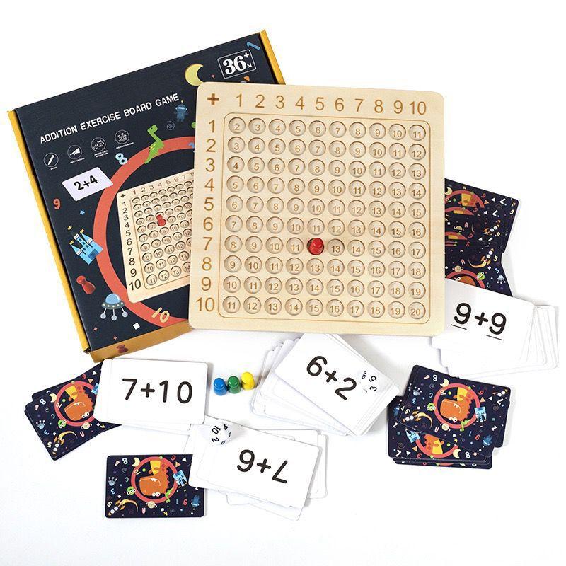 Holz Montessori Multiplikations- und Additionsbrettspiel Montessori Spielzeug Pädagogisches Mathematik-Tischbrett für Kleinkinder Vorschulgeschenke
