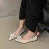 Fashion Flat Shoes for Women's New 2025 Spring and Autumn Retro Flower Pointed Toe Fashion Rhinestone Casual Women's Scoop Shoes Ladies