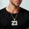 Hip Hop Nové číslo 23 Slitina Plný diamantový přívěsek Evropský a Americký Módní Řetěz z smažených těstovin Osobnost Pánský náhrdelník Šperky