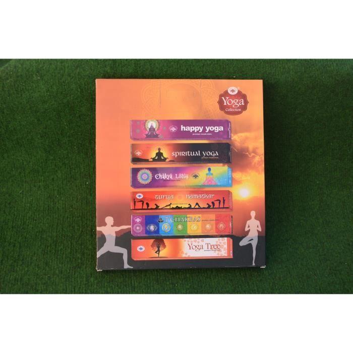 Coffret d'encens - Green Tree - Yoga Collection - 6 variétés - 15 grammes - Parfait pour méditation