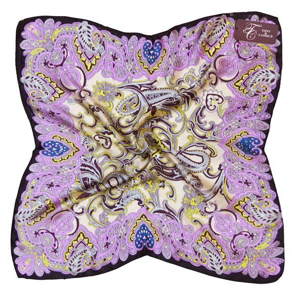 Tony&Candice 100% Silk Scarf Square Women 53*53CM  Scarves Ladies Ring&Wrap Oil Pattern Luxury Style  Soft Satin Neckerchief