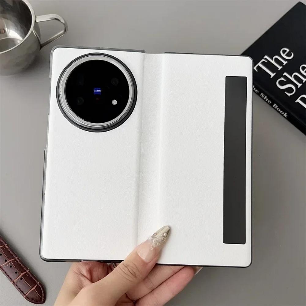 Luxury Business Sle Solid Color Leather Phone Case for Vivo X Fold 5 Fold3 Fold3 Pro View Smart Windows Shockproof Protect Cover