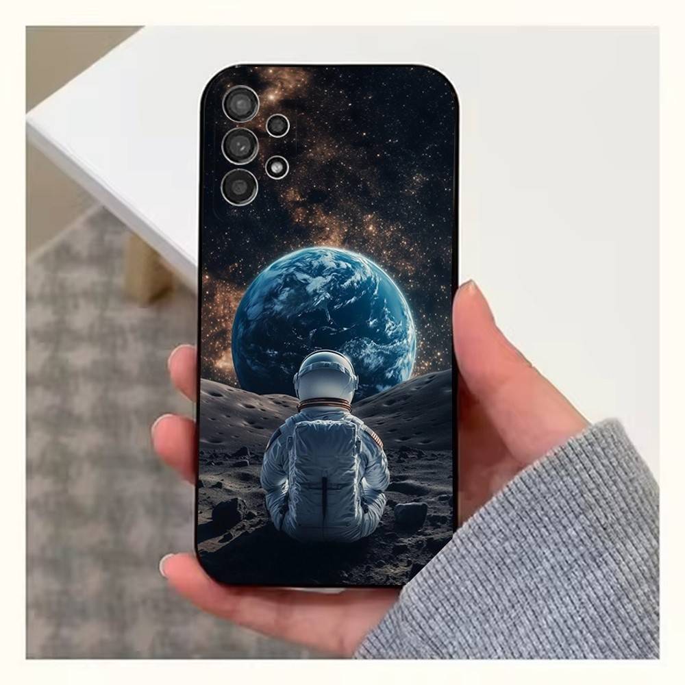 Universe Art Astronaut Case For Samsung S23,S25,S20,S10,S9,S21,S24,S22,Ultra,FE,Plus,Lite,Soft Silicone Black