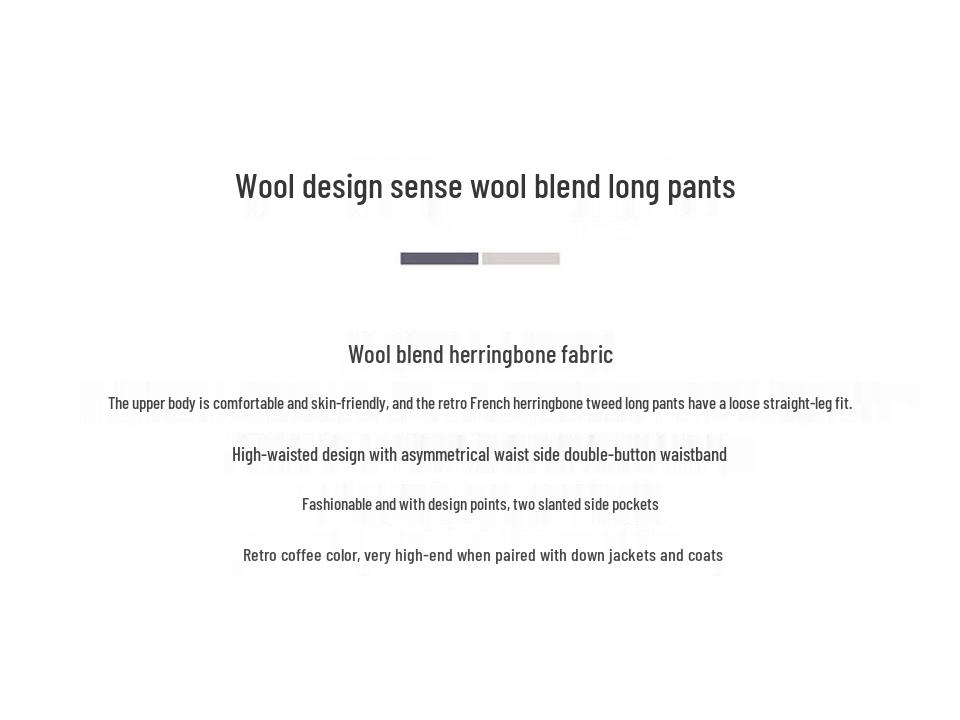 Tatu Women's Loose Wool-Blend Wide-Leg Casual Pants