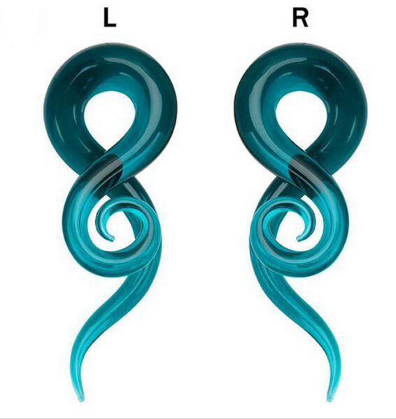 Earlobe Expanders: Glass Snail Design Body Piercing Jewelry