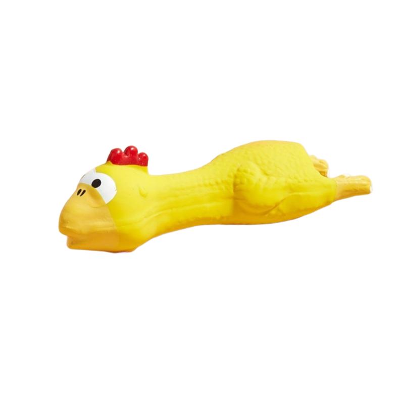 Funny Orange Chicken Squeaky Dog Toy, Durable Latex Chew Toy for Dogs, Interactive Puppy Teething Toy