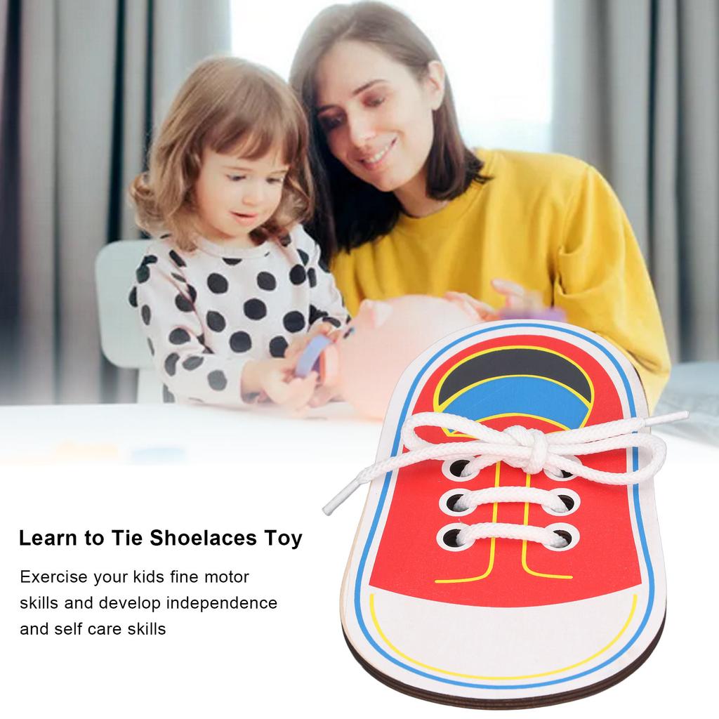 Learn to Tie Shoelaces Toy Early Development Teaching Independence Smooth Shoelace Threading Teaching Toys for Kids Lacing and Stringing Toy