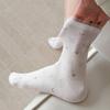 Women's Ballet-Style Mid-Calf Socks, Thin Hollow Mesh, Slouchy Korean JK Style, White Summer Socks