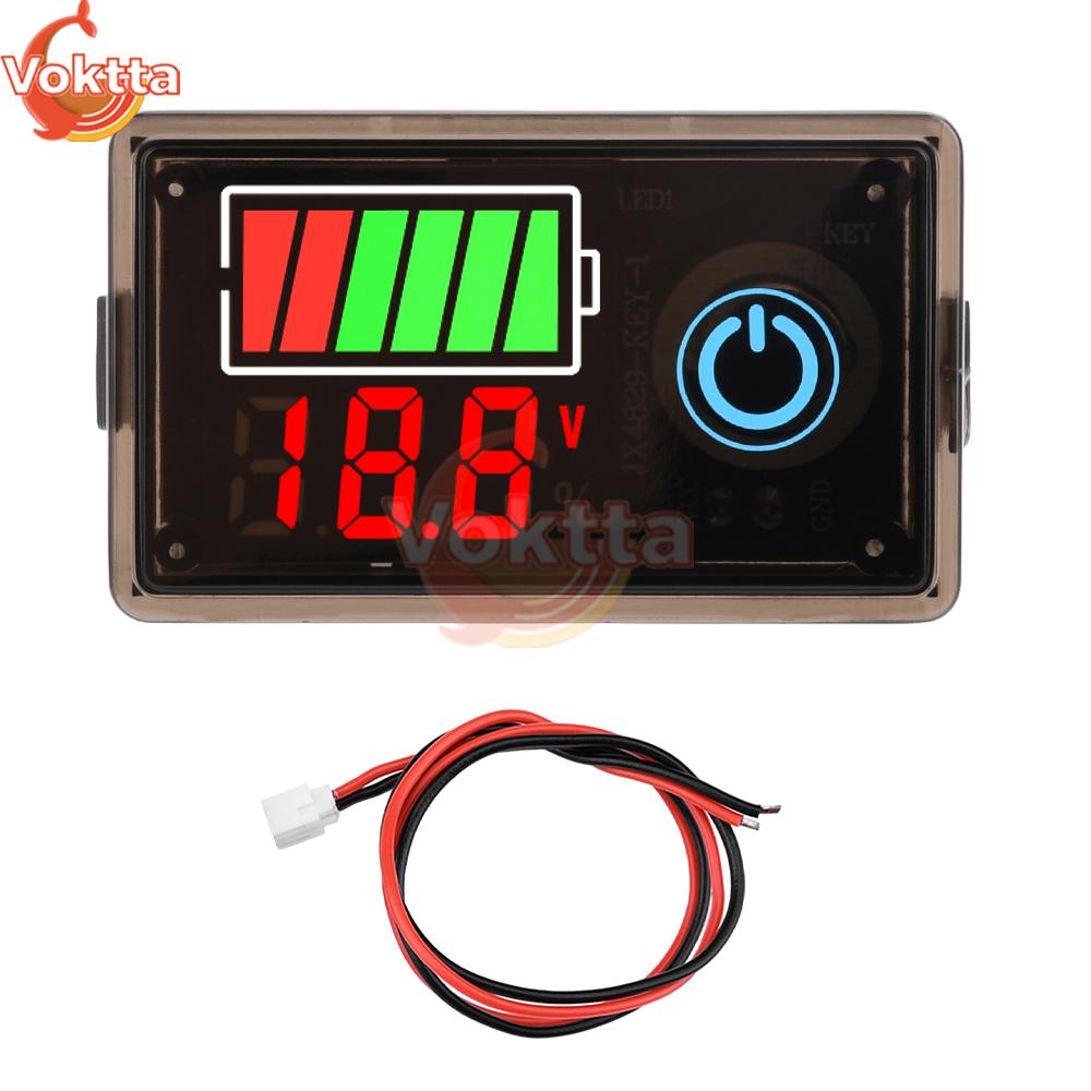 

DC 8-100V Battery Capacity Tester Coulomb Meter Monitor 12V 24V 36V 48V 60V 72V Car Battery Voltmeter Charging Level Indicator червоний