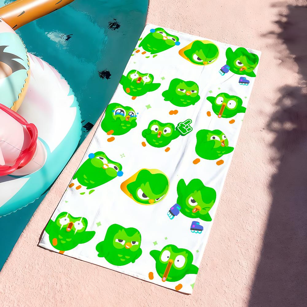

Green Anime Big Eyes Cartoon D-Duolingo-Study Cute Towel Quick Dry Soft Yoga Swimming Fitness Mountain Climbing Beach Towels W30*H60(CM)