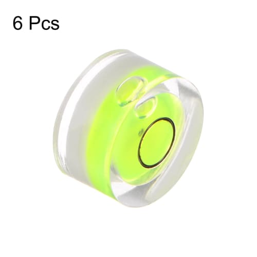 uxcell 6-Piece Round Bubble Level, 13x7mm, Mini Round Bullseye Level for Camera Tripods, Telescopes, Workshops, Turntables, and Picture Frames, Green