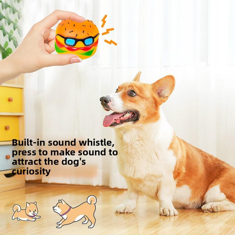 Rubber-coated Sound-producing Toy Hamburger Dog Teething and Cleaning Sound Hamburger Bag Pet Toy