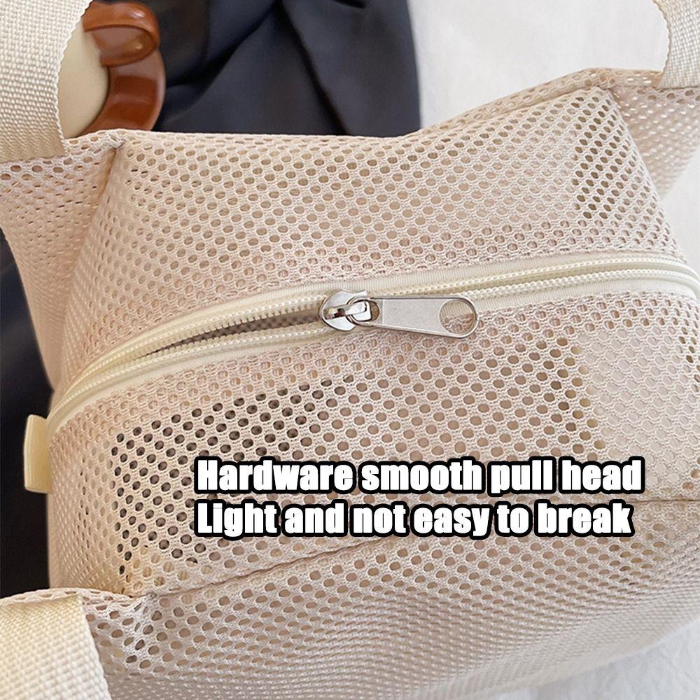 Large Capacity Cosmetic Zipper Pouch Casual Toiltery Makeup Bag Mesh Tote Beach Bag Beach