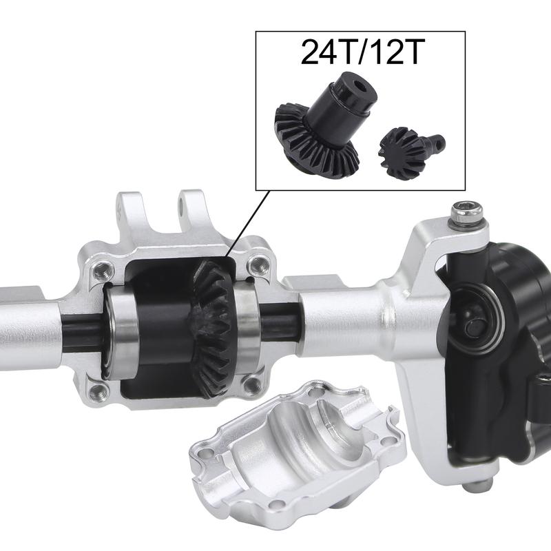 Aluminum Front Rear Portal Axle Complete Set+Brass Knuckle Cover For FMS FCX24 Power Wagon K5 FCX18 LC80 RC Crawler Upgrade Part