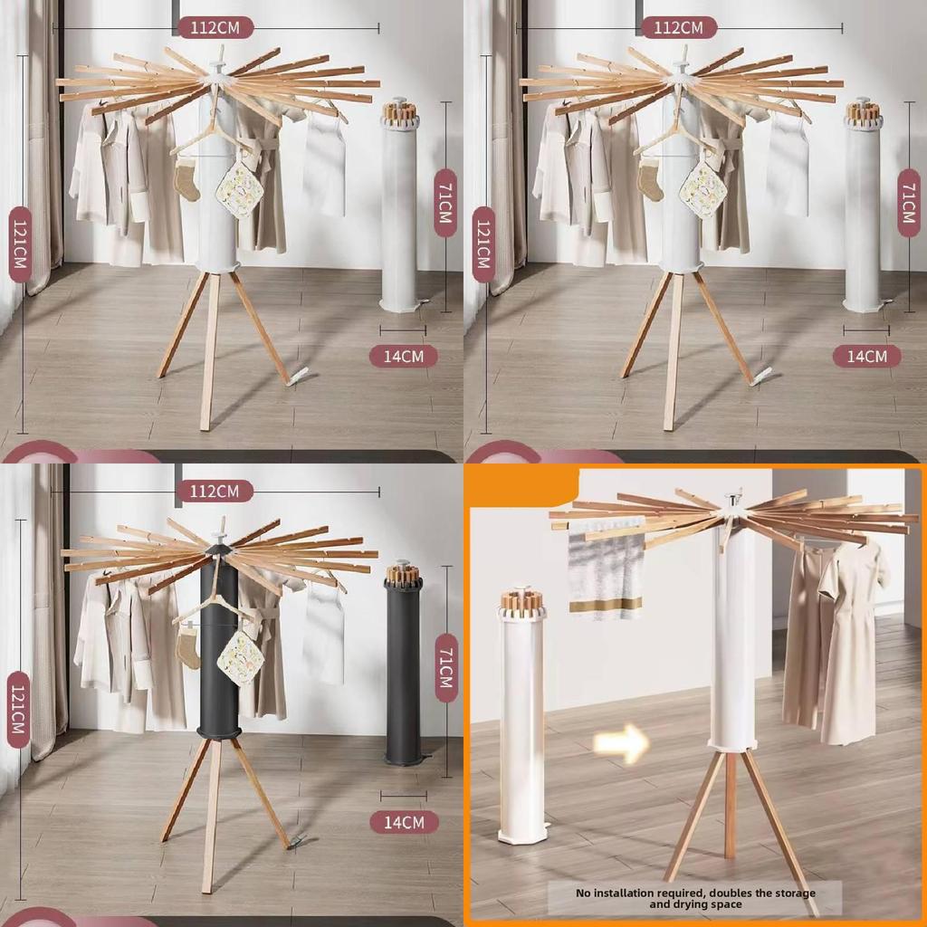 Octopus Tripod Laundry Rack With Movable Base For Apartment Space