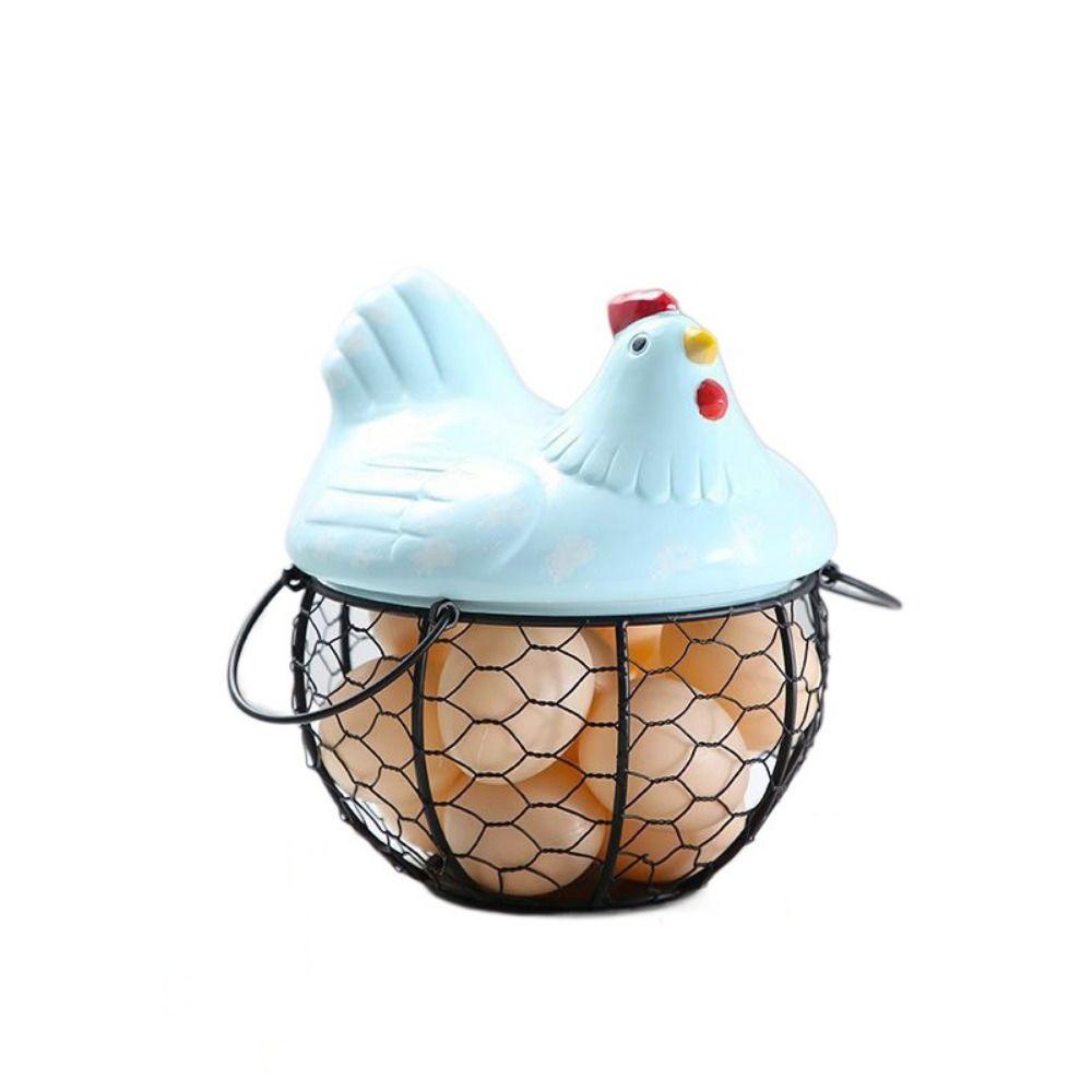 Rustic Hollow Egg Container With Cover Chicken Storage Rack Portable Hen Egg Basket  Fruit Basket