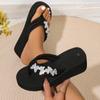 Fashion 2024 Summer Sandals New Style Shiny Butterfly Flower Thick Sole Wedge Heel Round Toe Clip Comfortable Flip Flops for Women