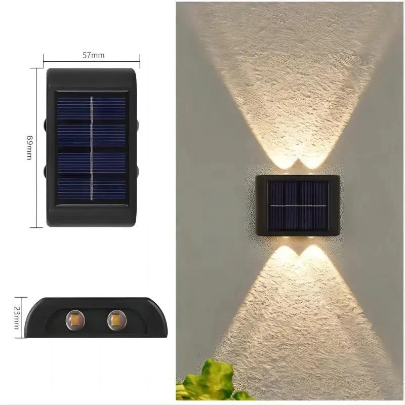 4LED Beads Up and Down Light Solar Powered Waterproof Wall Light for Courtyard Garden Carport