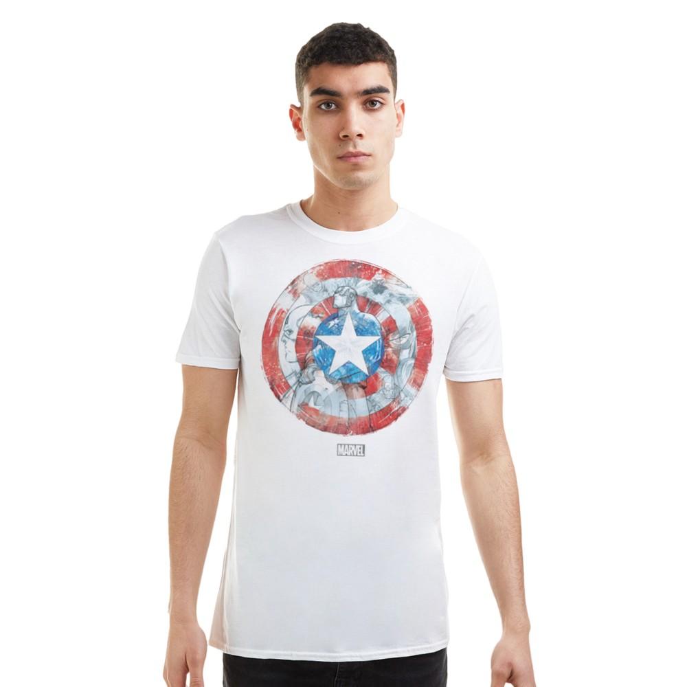 Captain America Mens Shield Sketch T-Shirt