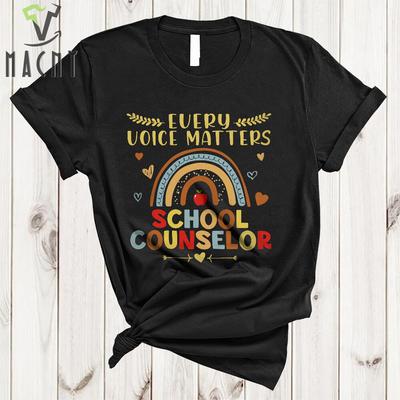 Every Voice Matters School Counselor Cute Funny School Counselor Rainbow T-Shirt