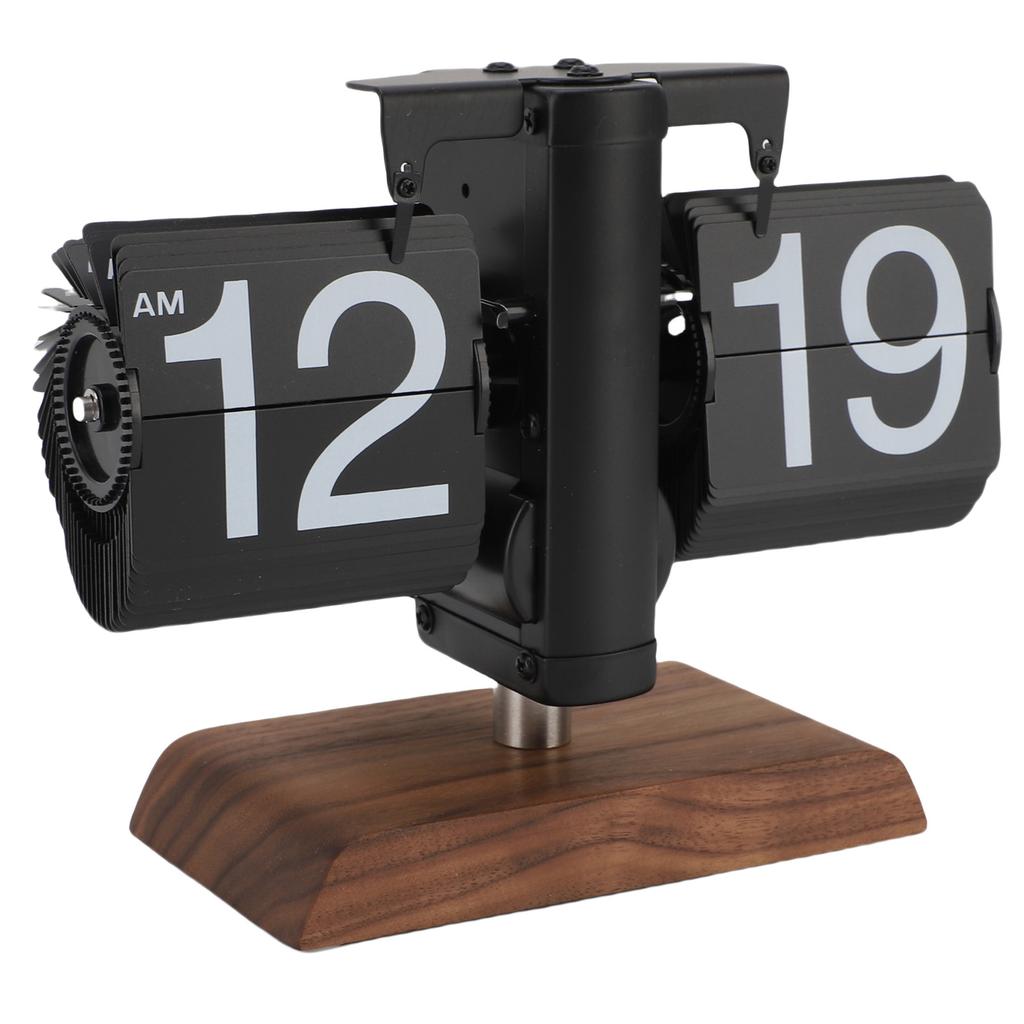 Digital   Desk Clock 12 Hours Battery Powered Retro Mechanical Auto   Down Clock with Wood Base for Living Room