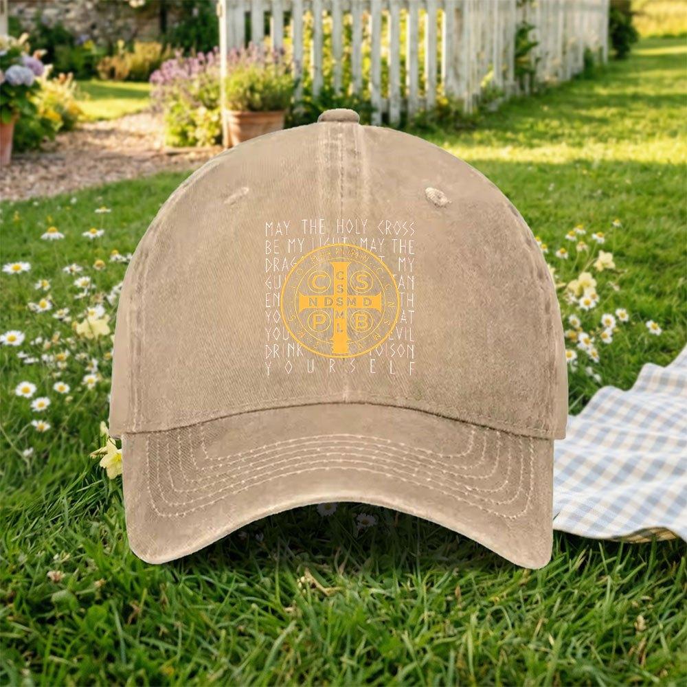 Pc Vintage Washed Baseball Cap with St BenedictS Design Unisex Outdoor Sports Duckbill Hat Unisex Trendy Hat Suitable F