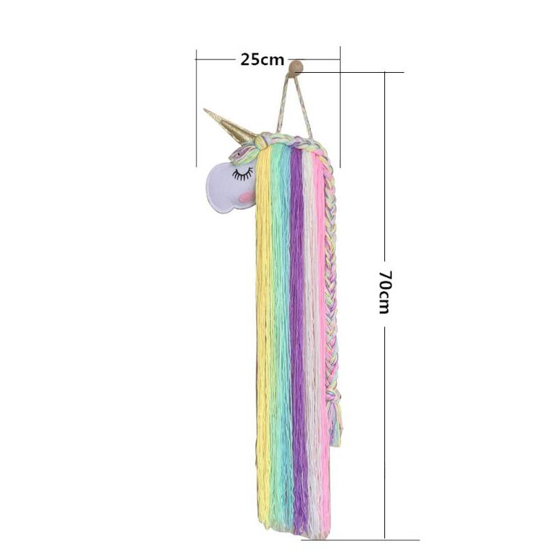 Colorful Unicorn Storage Hanging Rack INS Style Wind Chimes Girls Room Headwear Hair Clip Hairband Organizer Multiuse Home Decor