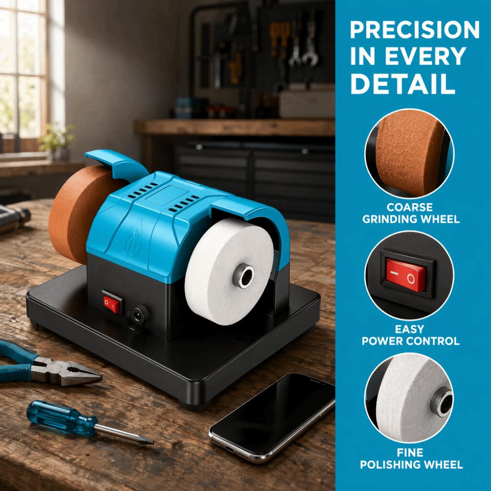 Motor-Driven Mini Bench Grinder Dual Wheel Electric Polishing Machine Electric Sharpener Garage