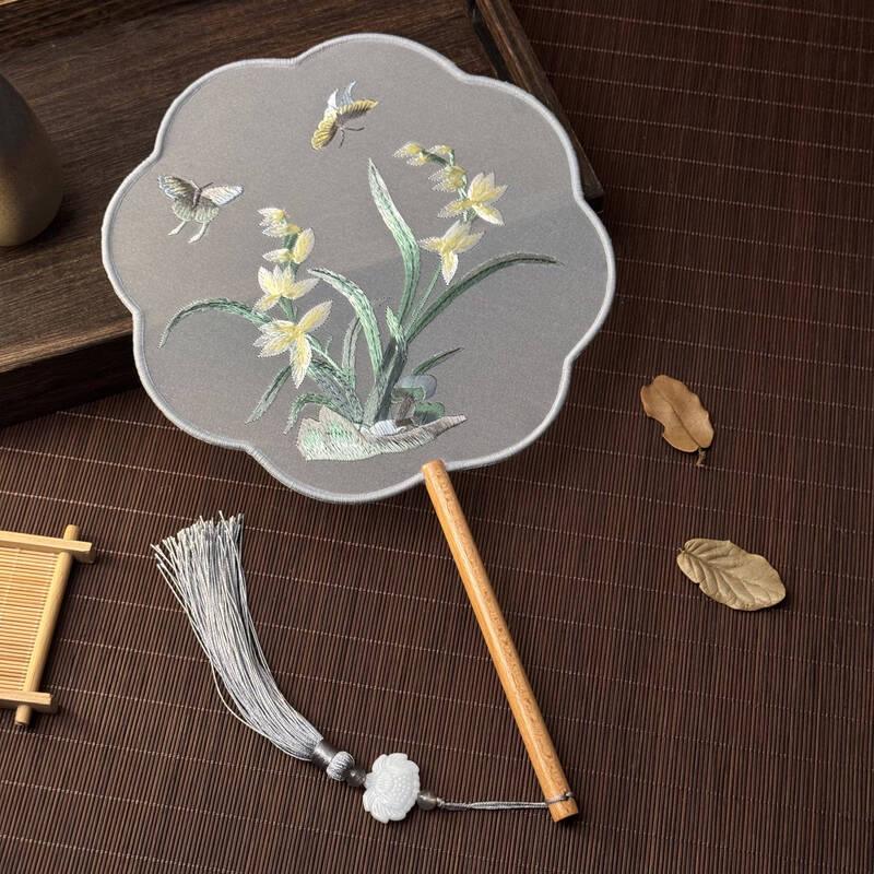 Классический двусторонний вышитый круглый веер Suzhou от LIEI