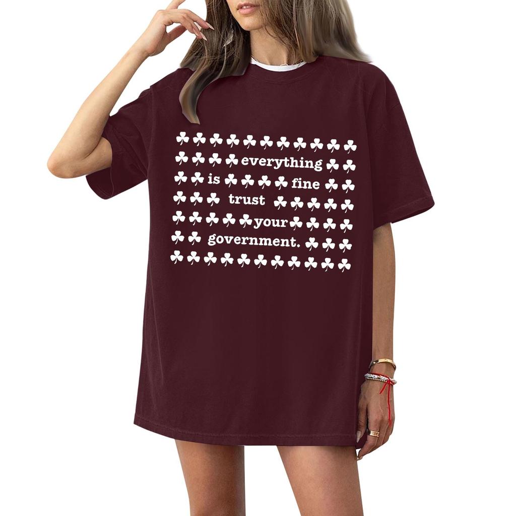 Women's And Men's Fashionable Round Neck Casual Print Short Sleeved T-shirt Top