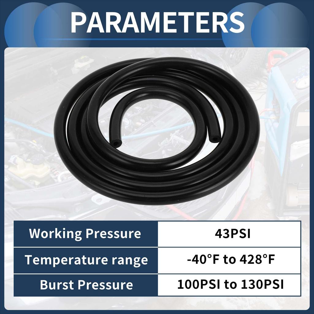 INFINAUTO Engine Silicone Vacuum Tube Hose 6.6FT 3/16" 5mm ID 2.5mm Thickness Vehicle Vacuum Line Silicone Black High Temperature