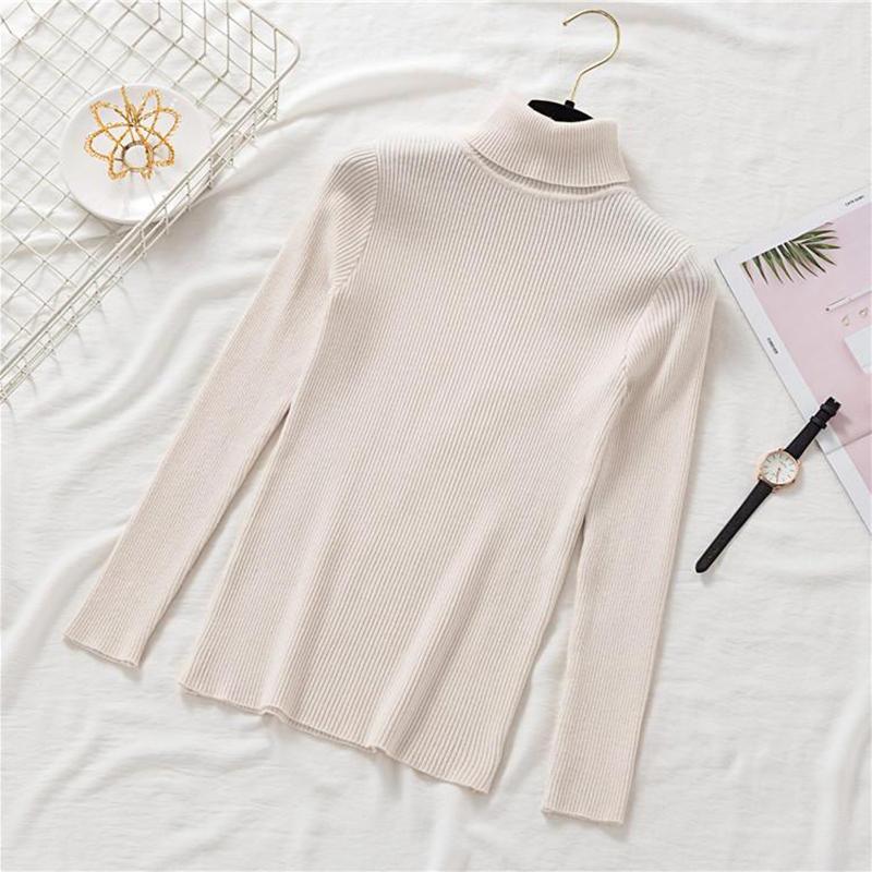 Turtleneck Pullover Sweater Women Jumper Knitted Fashion Autumn Long Sleeve Slim