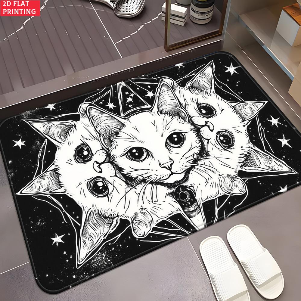 

Trippy Cat Art Doormat 2D Flat Non-Slip Microfiber Rug for Bathroom Bedroom Living Room Outdoor Decor 40x60cm