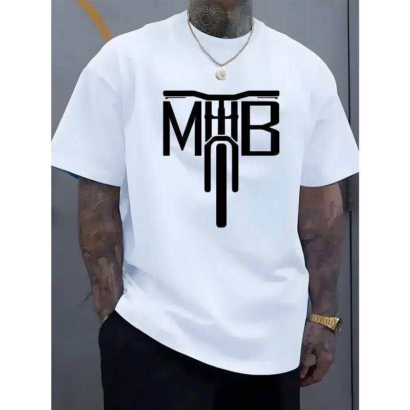 

MTB Letter Print Summer and Spring T-Shirt, Casual Short Sleeve Fashion Style Tee, Soft and Comfortable Polyester Round Neck New Casual Sport Summer S белый