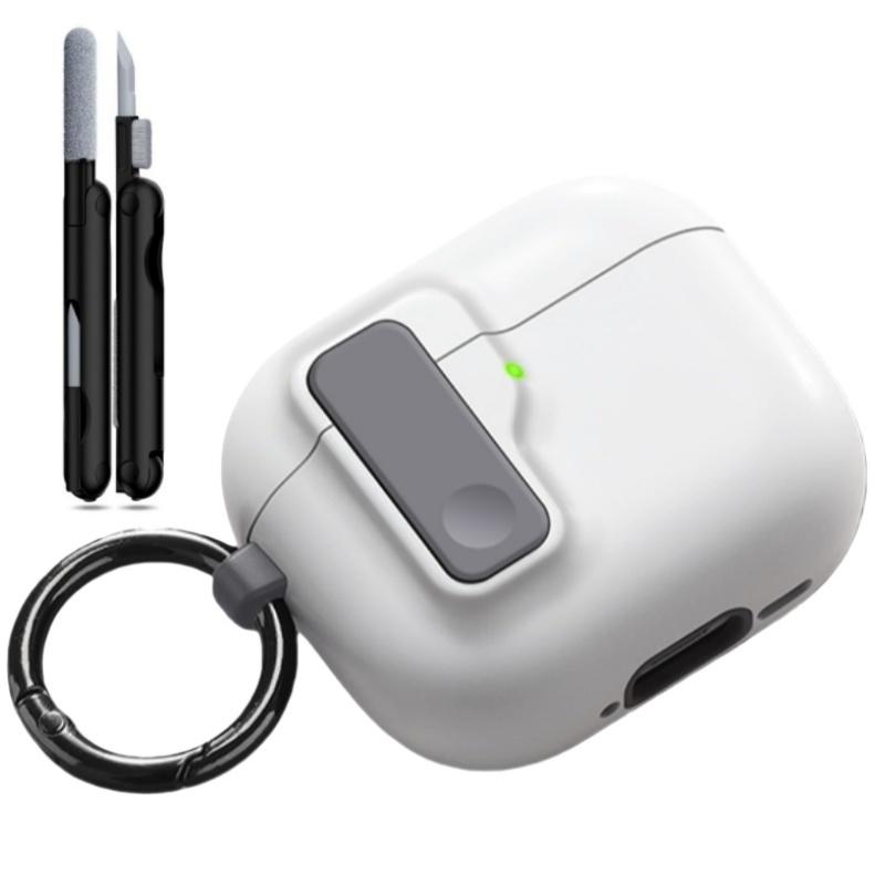 (Sandstone) New Case for Airpods 4th Generation Rugged Protection with Secure Lock for Airpods 4/Pro 2/Pro Case with Cleaner Pen