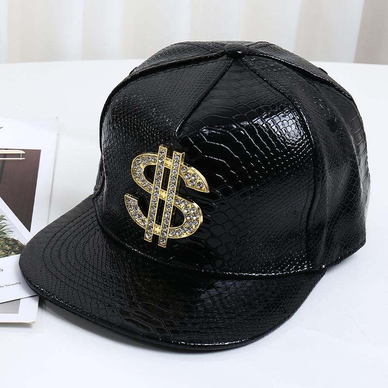 Cappellino da baseball in pelle PU con motivo coccodrillo, nuovo modello primaverile, cappellino trendy hip hop con teschio incrociato, visiera piatta