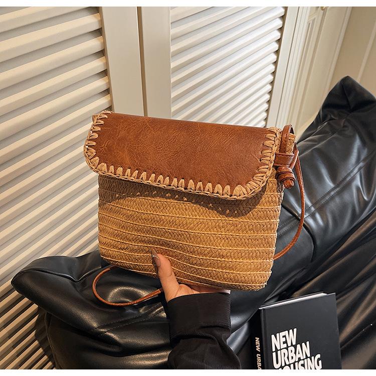 Straw bag new beach woven shoulder bag simple leisure bag vacation travel shoulder bag tide