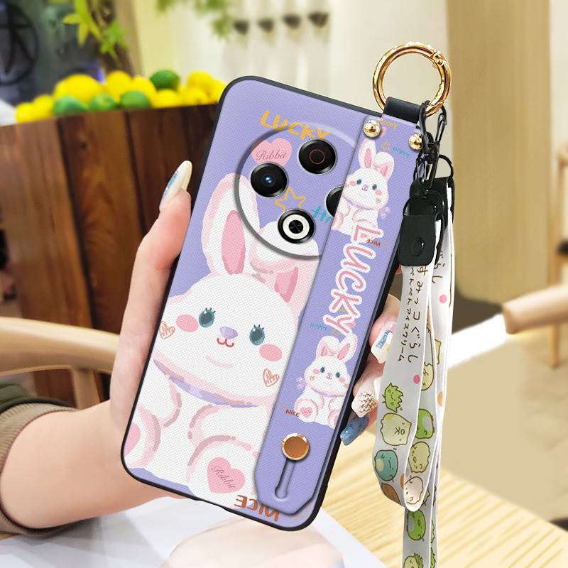 Lanyard Back Cover Phone Case For Tecno Spark30 4G/KL6 Phone Holder Dirt-resistant Anti-dust Fashion Design Durable Cute
