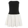 Summer Slim Fit Off Shoulder Chest Wrapping Mini Dress Women Fashion Black Patchwork Sexy Clothing Female Aesthetic Y2k Sleeveless A Word Dresses Girl