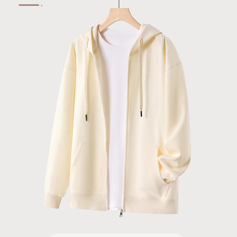 Zipper Fashion Youthful Pullover Hooded Sweatshirt for Men Solid Color Sports Casual High-Street Hoodie Jacket