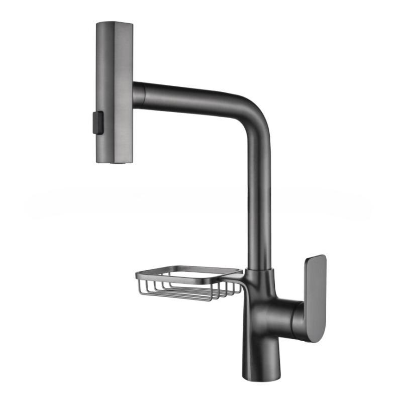 

Выдвижные кухонные смесители Брызгозащищенный смеситель для раковины для мытья овощей Бытовой горячий и холодный напорный смеситель для раковины серый