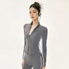 Women’s Autumn/Winter Yoga Suit: Slimming Stand Collar Zipper Jacket with Long Sleeves for Running, Training, and Fitness
