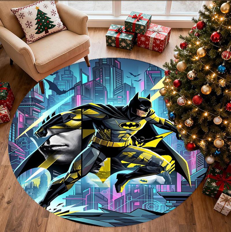 Batman Pattern Round Rug, Indoor/Outdoor Mat, for Picnic, Gameroom, Bedroom, Office, Living Room, Home Decor Carpet, Birthday Gift