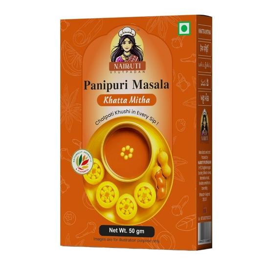 Nairuti Vyutpadan Panipuri Premix – Khatta Meetha 50g | Sweet & Tangy Pani Puri Masala Powder  | Street-Style Pani Poori Taste 50GM