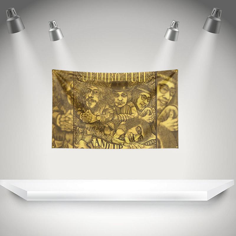 J-Jethros Tull Flag Music Band Banner HD Printing Tapestry Exhibition, Music Band Fans, Garage Decor