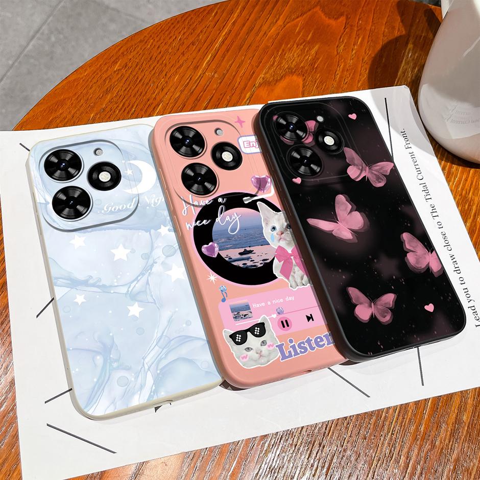 For Tecno Spark Go 2024 Casing Fashion Coconut Tree Liquid Silicone Soft TPU Shockproof Phone Cover For TecnoSpark Go 2024 Funda