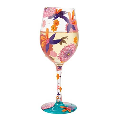 Enesco Lolita Wine Glass, Funky Florals, 6013100