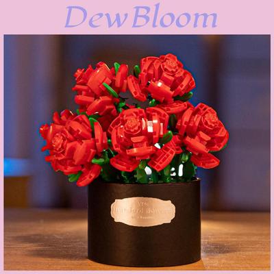 Pink And Red Rose Tube Assembled Building Blocks Desktop Ornament For Diy Creative Gift For Valentines Day