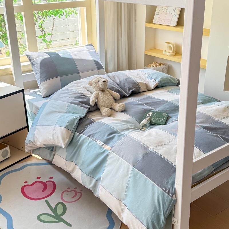 2026 Pure Cotton Student Three-Piece Dorm Set: Bunk Bed Sheet & Duvet Cover