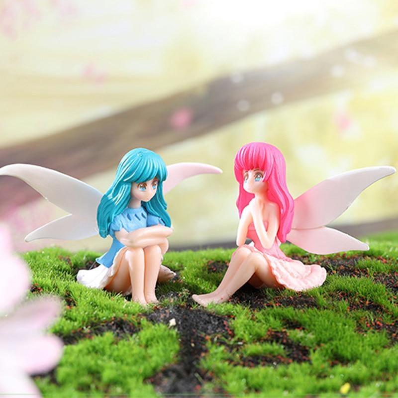 Miniature Cute Flower Fairy Statue Miniature Cartoon Landscape Decoration Doll House Accessories Family Decoration